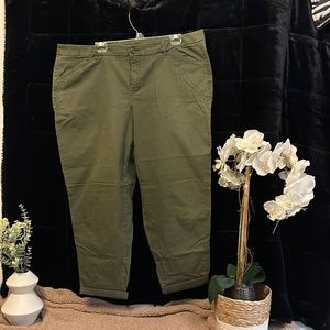 Lane Bryant Flat Front Chinos Olive Green